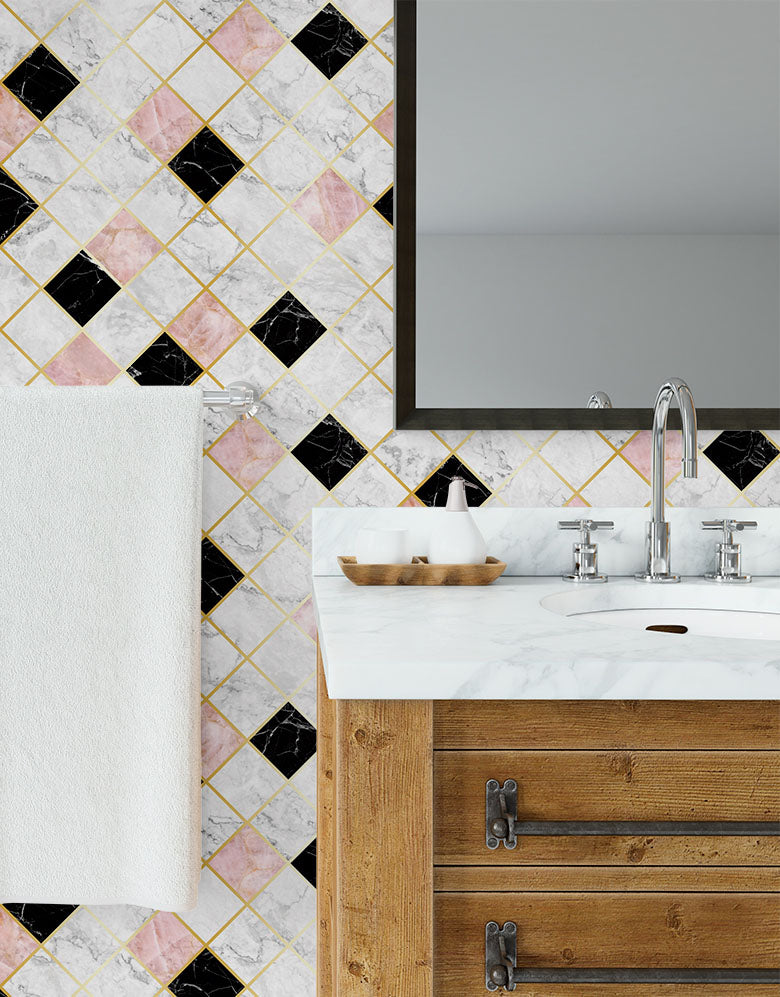 Papel de Parede Azulejo Mosaico Marmorizado
