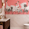 Painel Adesivo Meia Parede Grous Tsuru Rosé