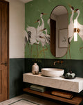 Painel Adesivo Meia Parede Grous Tsuru Verde