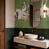 Painel Adesivo Meia Parede Grous Tsuru Verde