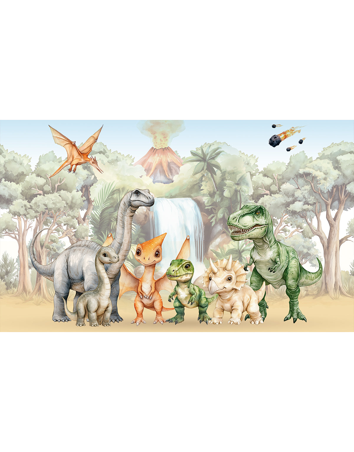 Painel Adesivo Meia Parede Mundo dos Dinossauros