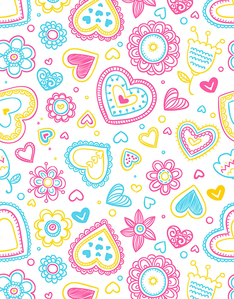 Papel de Parede Adesivo Corações Teen Coloridos