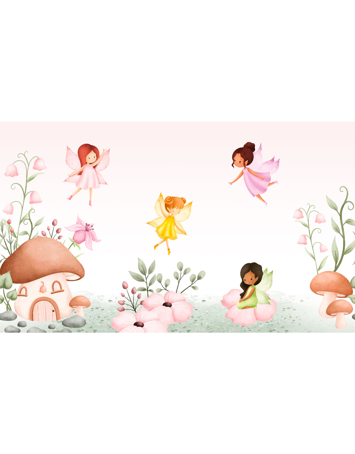 Painel Adesivo Meia Parede Jardim das Fadas