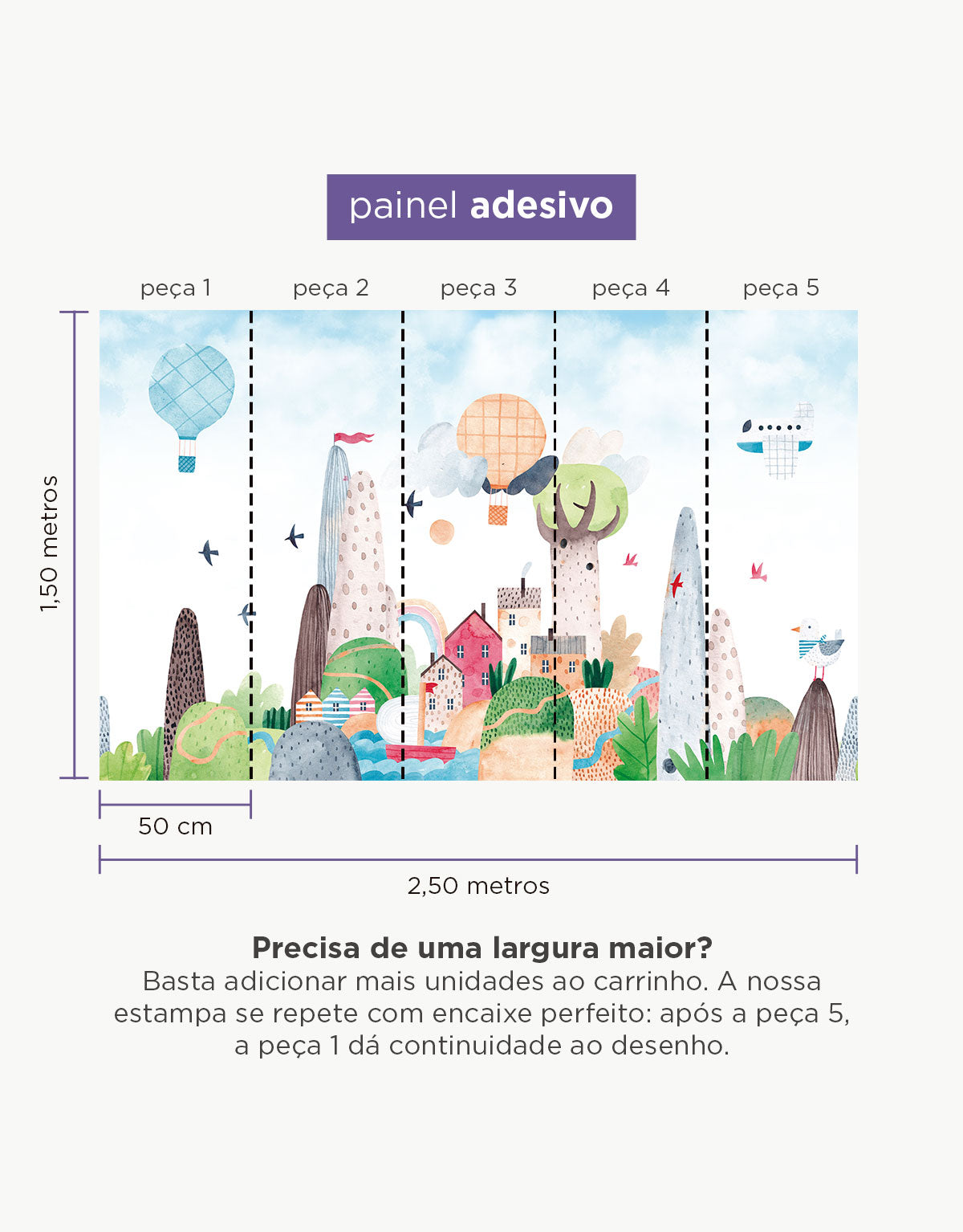 Painel Adesivo Meia Parede Cidade Encantada