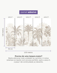Painel Adesivo Meia Parede Floresta Tropical Bege
