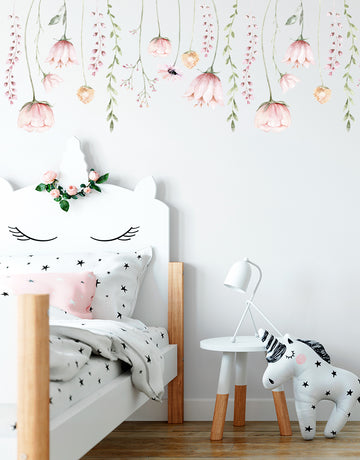 Adesivo de Parede Flores Jardim Rosa