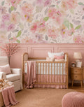 Painel Adesivo Meia Parede Floral Rosé