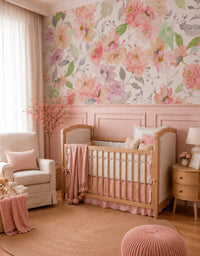 Painel Adesivo Meia Parede Floral Rosé