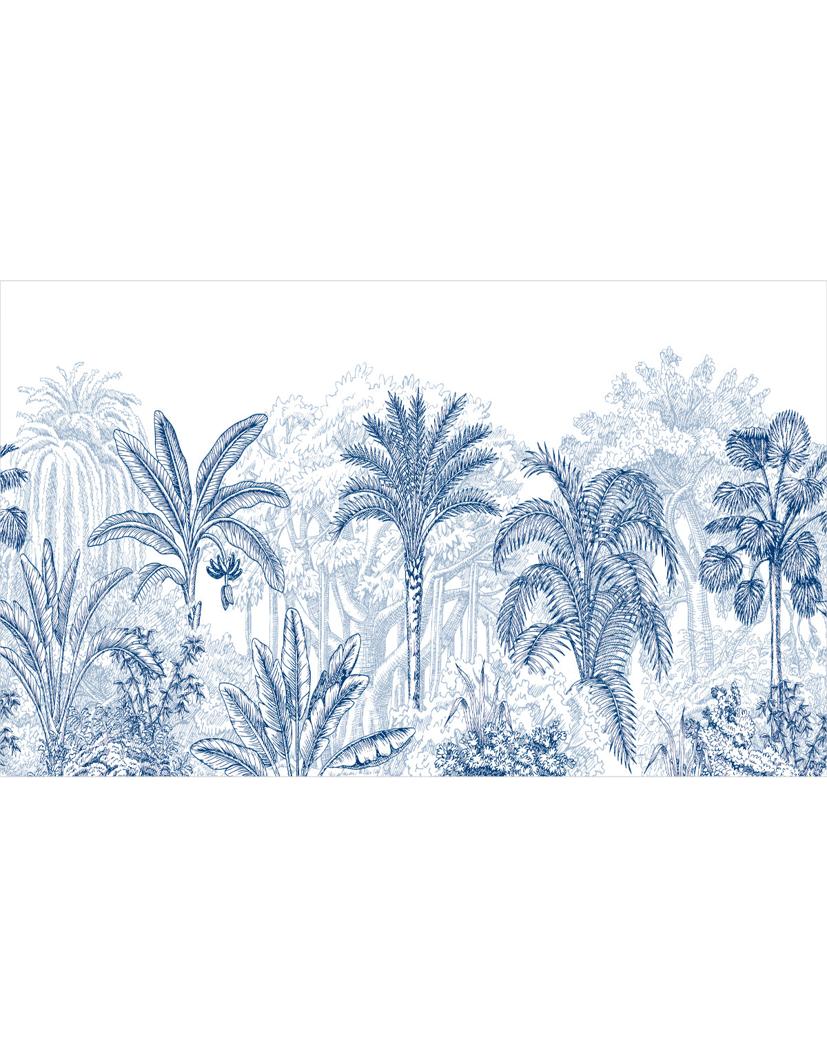 Painel Adesivo Meia Parede Floresta Tropical Azul