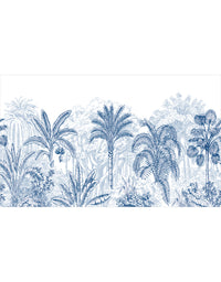Painel Adesivo Meia Parede Floresta Tropical Azul