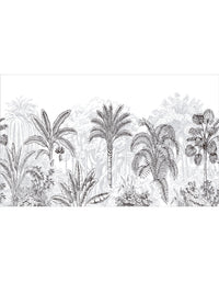 Painel Adesivo Meia Parede Floresta Tropical Preta