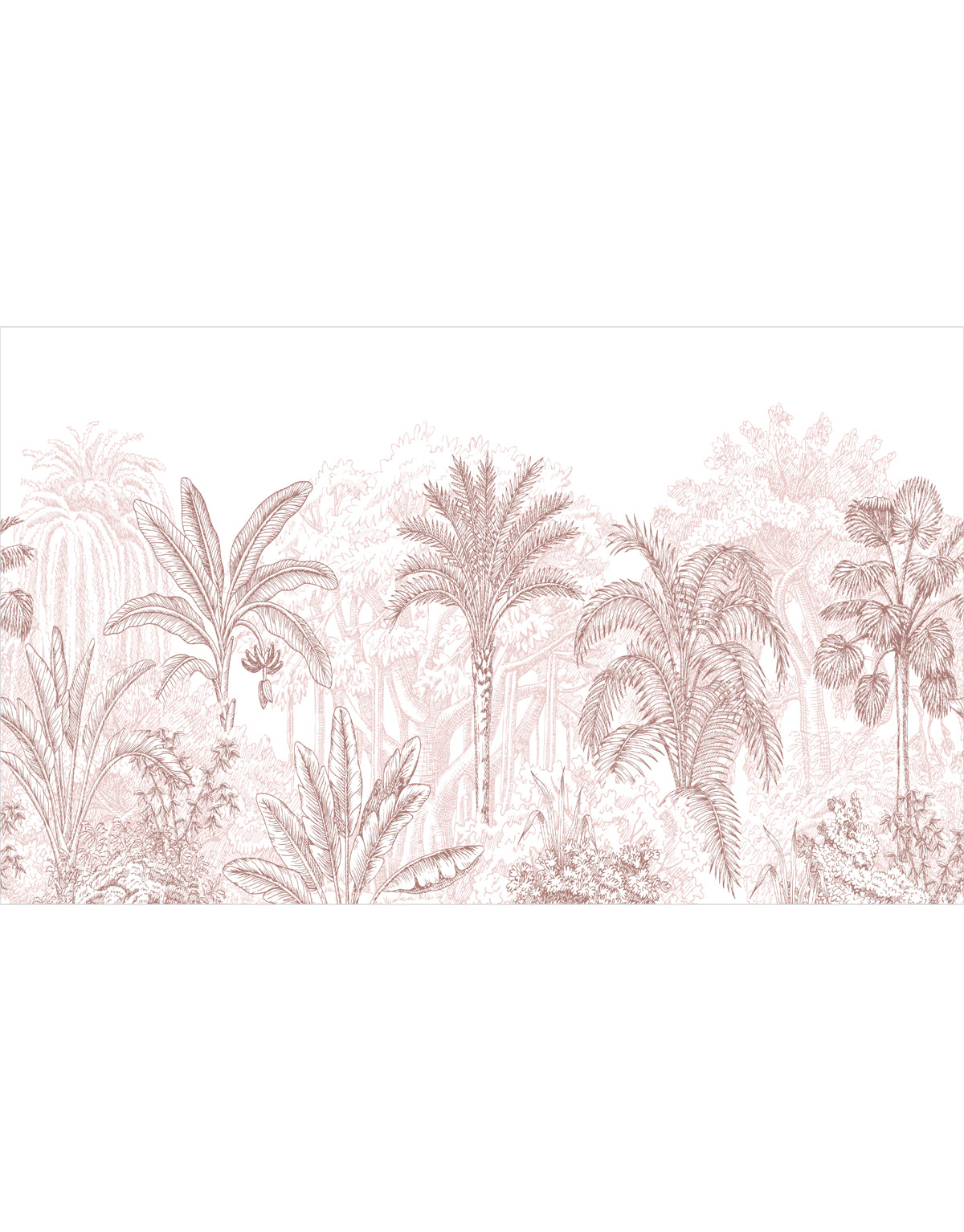Painel Adesivo Meia Parede Floresta Tropical Rosê