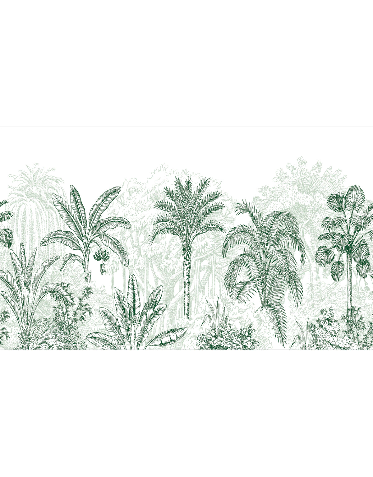 Painel Adesivo Meia Parede Floresta Tropical Verde Escuro
