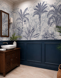 Painel Adesivo Meia Parede Floresta Tropical Azul