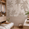 Painel Adesivo Meia Parede Floresta Tropical Bege