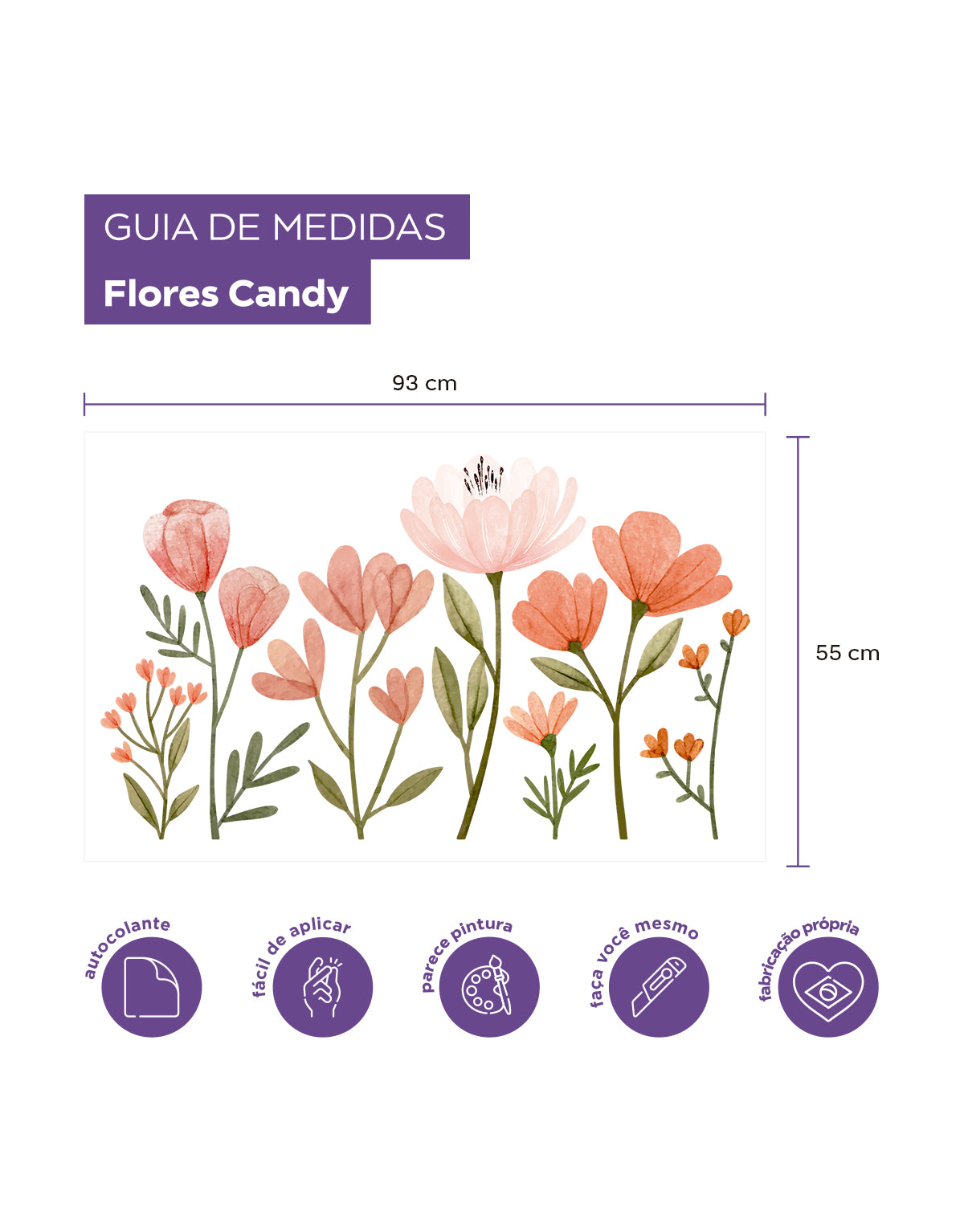 Adesivo de Parede Flores Candy Coral