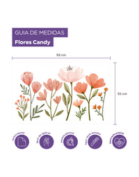Adesivo de Parede Flores Candy Coral