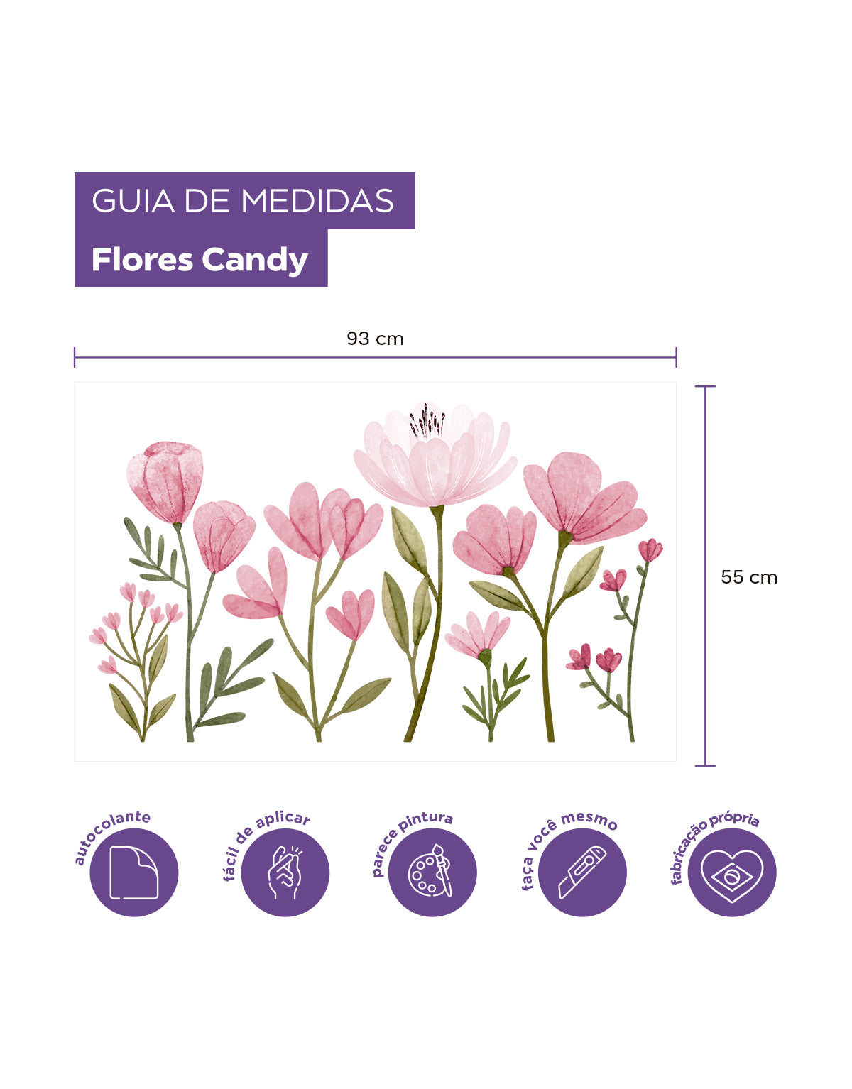 Adesivo de Parede Flores Candy Rosa