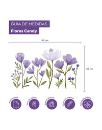 Adesivo de Parede Flores Candy Roxo