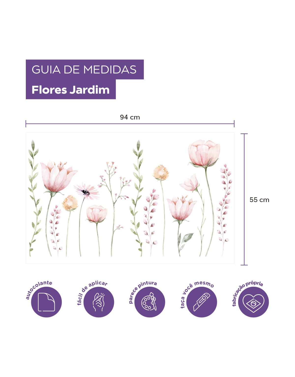 Adesivo de Parede Flores Jardim Rosa