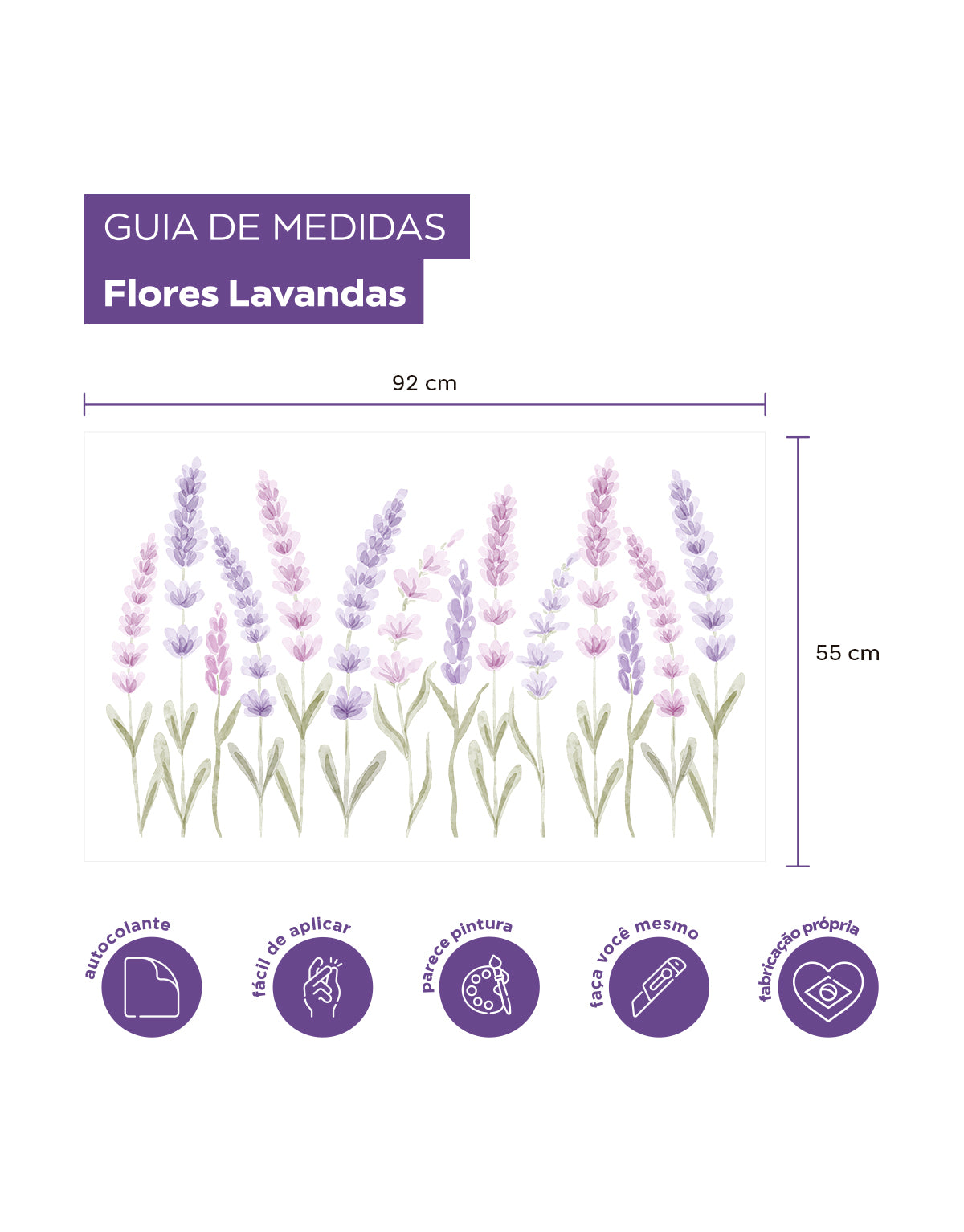 Adesivo de Parede Lavandas Rosa e Roxo