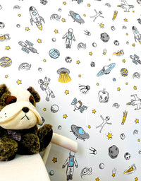 KIT DE 3 ROLOS - 3,00m x 50cm - Papel de Parede Adesivo Astronauta