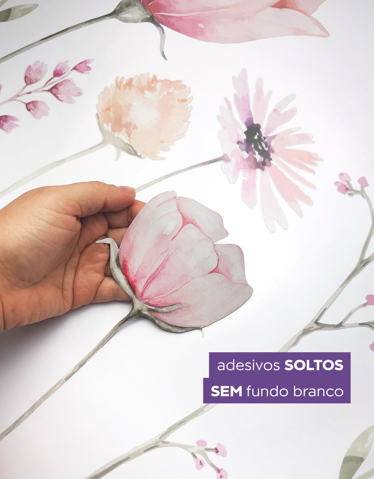 Adesivo de Parede Flores Jardim Rosa
