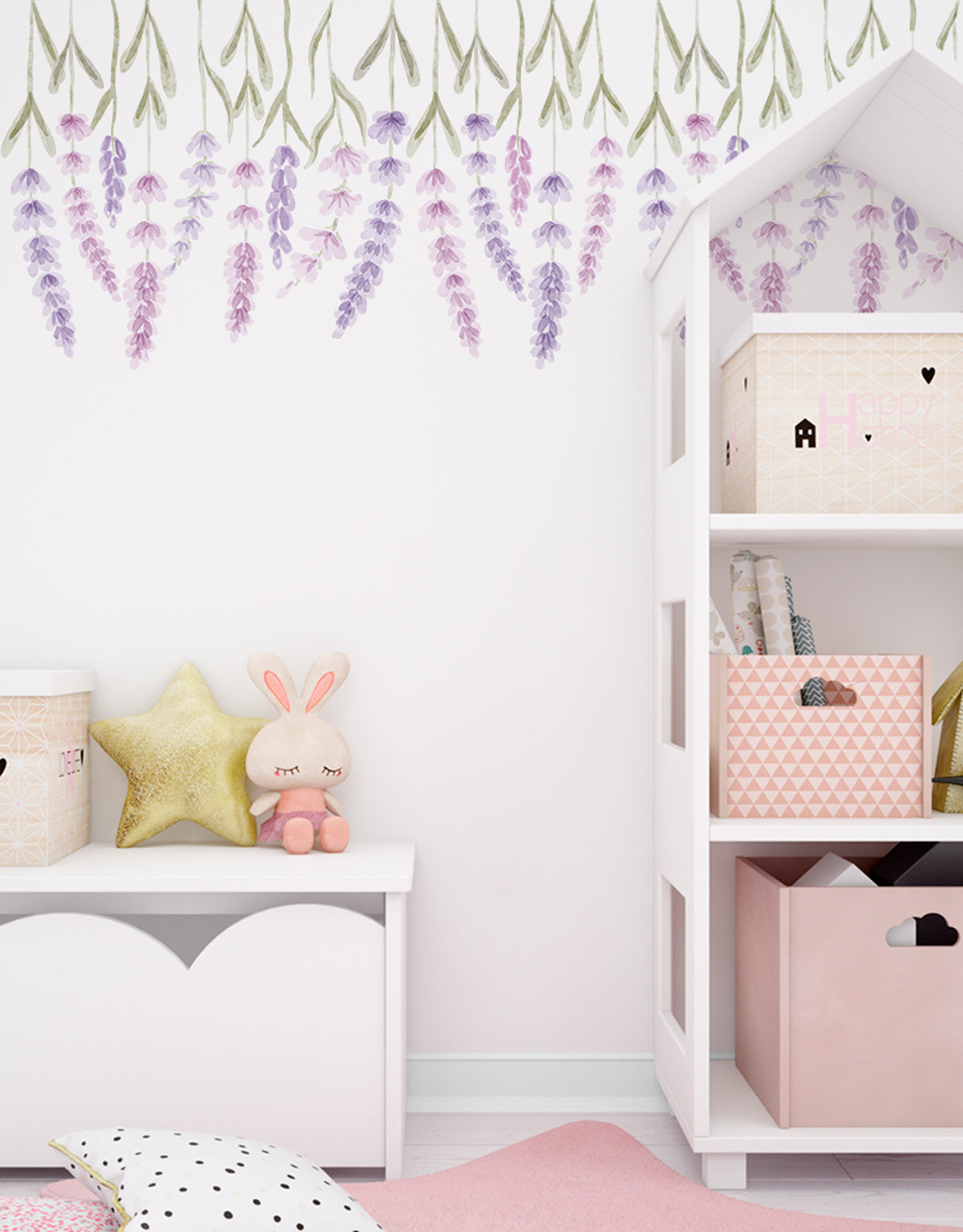 Adesivo de Parede Lavandas Rosa e Roxo