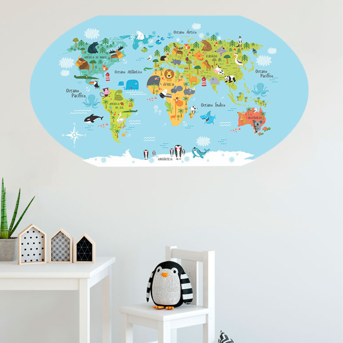 Adesivo Decorativo Mapa Mundi