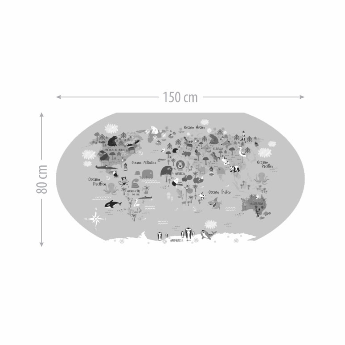 Adesivo Decorativo Mapa Mundi