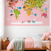 Painel Adesivo Meia Parede Mapa Múndi Rosa