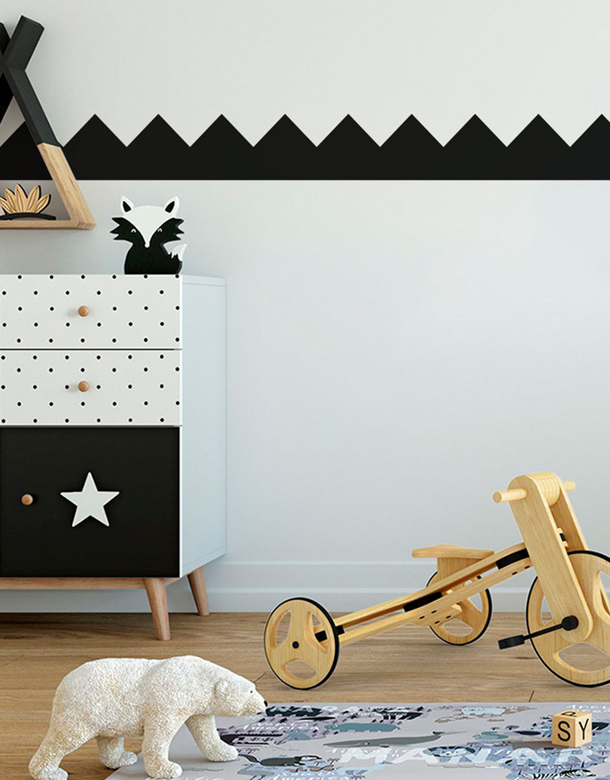 Adesivo de Parede Zig Zag Chumbo