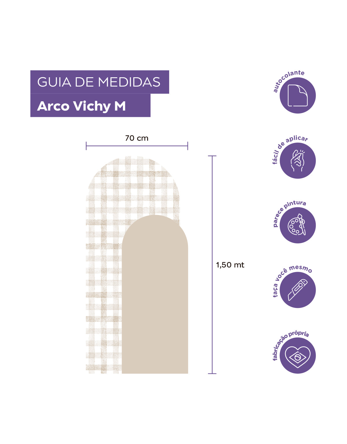 Adesivo de Parede Arco Xadrez Vichy Nude