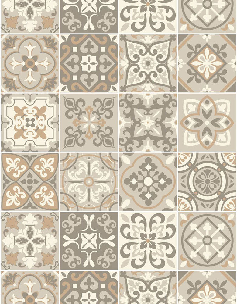 KIT DE 2 ROLOS - 3,00m x 50cm - Papel de Parede Adesivo Azulejo Nude