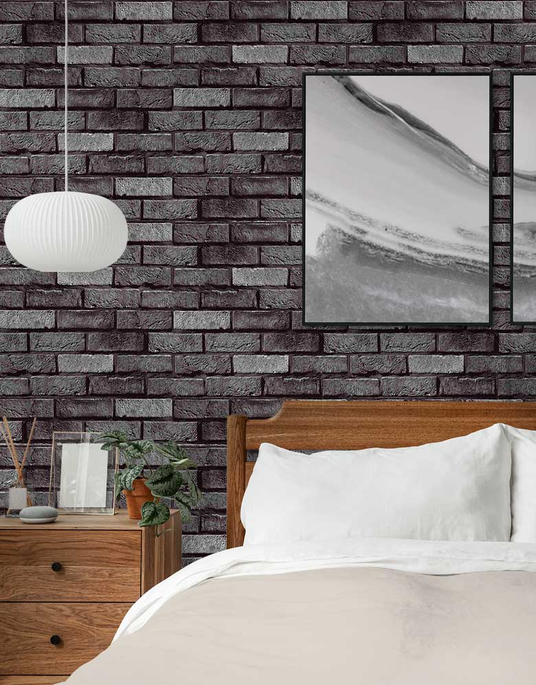 Papel de Parede Tijolinho Preto Luxo