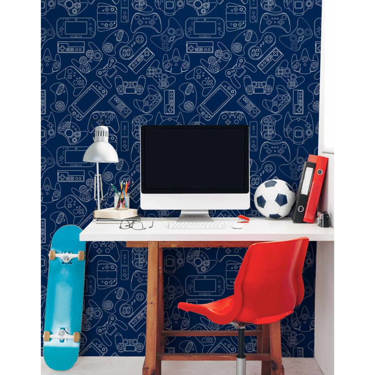 KIT DE 3 ROLOS - 3,00m x 50cm - Papel de Parede Adesivo Gamer Dark