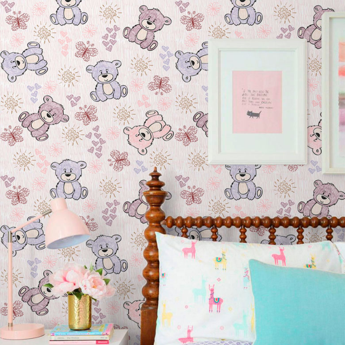 KIT DE 4 ROLOS - 2,50m x 50cm - Papel de Parede Ursinhos Carinhosos