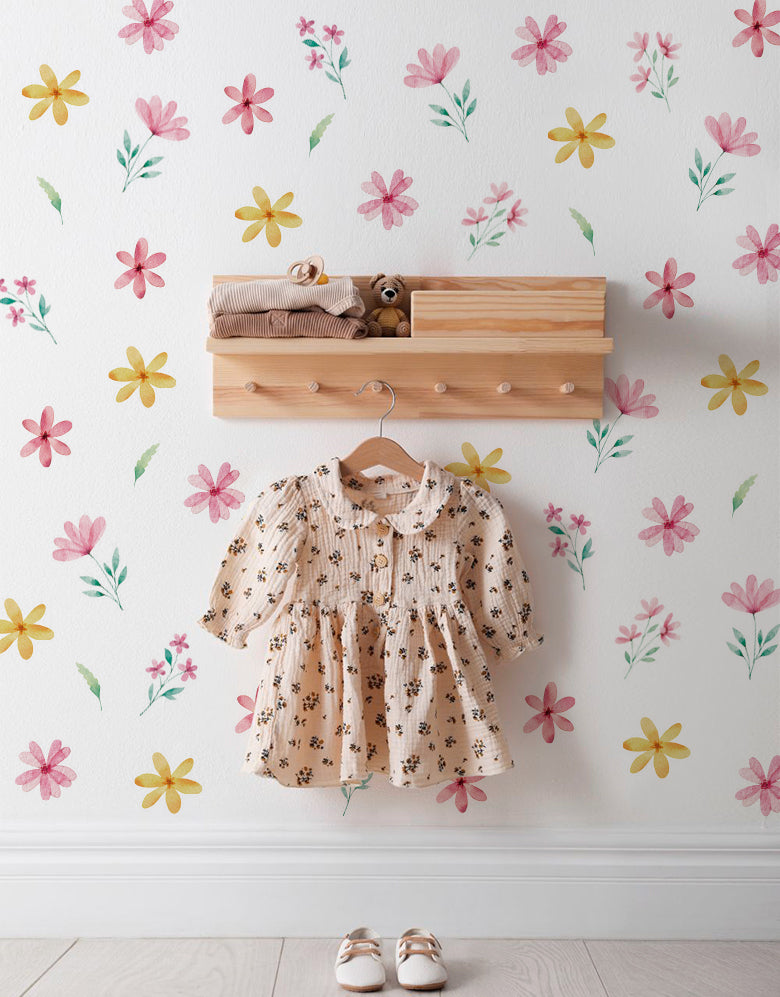 Cartela Adesiva Flores Aquarela