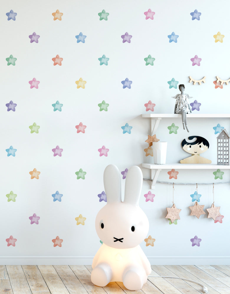 Cartela Adesiva Estrelas Aquarelas