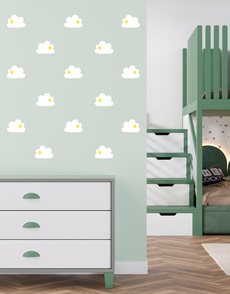 Cartela Adesiva Nuvem Branca Estrelinha