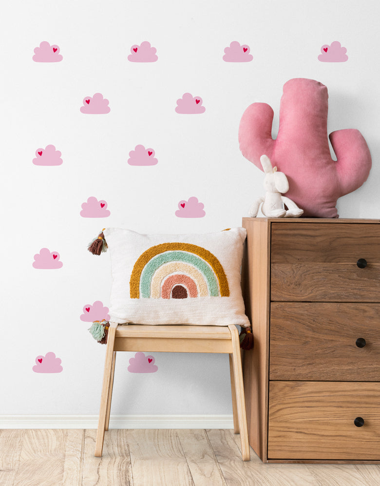 Cartela Adesiva Nuvem Coração Rosa
