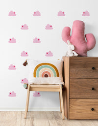 Cartela Adesiva Nuvem Coração Rosa