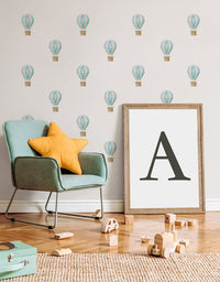 Cartela Adesiva Mini Balões Aquarela Azul Bebê