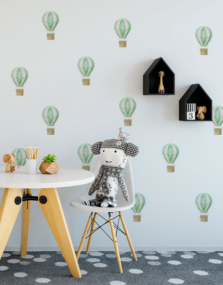 Cartela Adesiva Mini Balões Aquarela Verde Menta