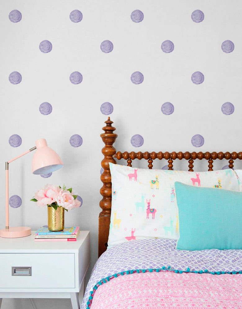 Cartela Adesiva Bolinhas Aquarela Lilás