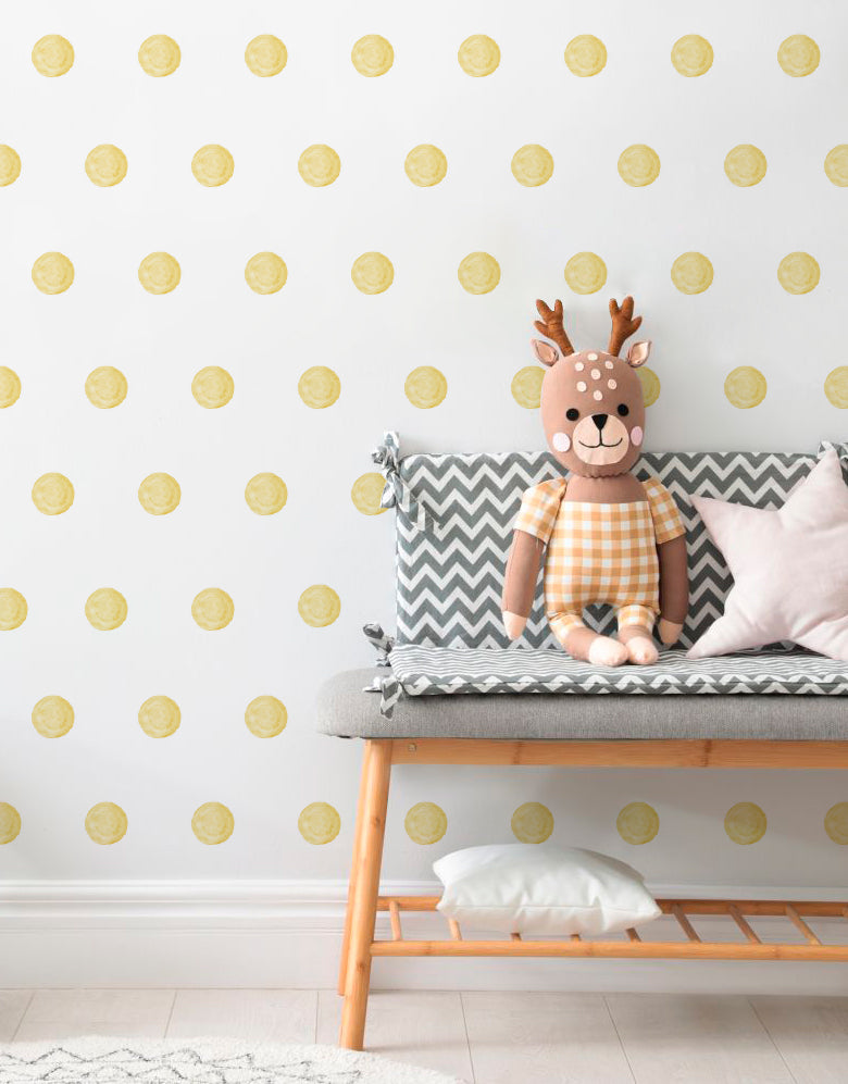 Cartela Adesiva Bolinhas Aquarela Amarelo