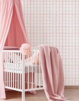 Papel de Parede Xadrez Grid Rosa Bebê