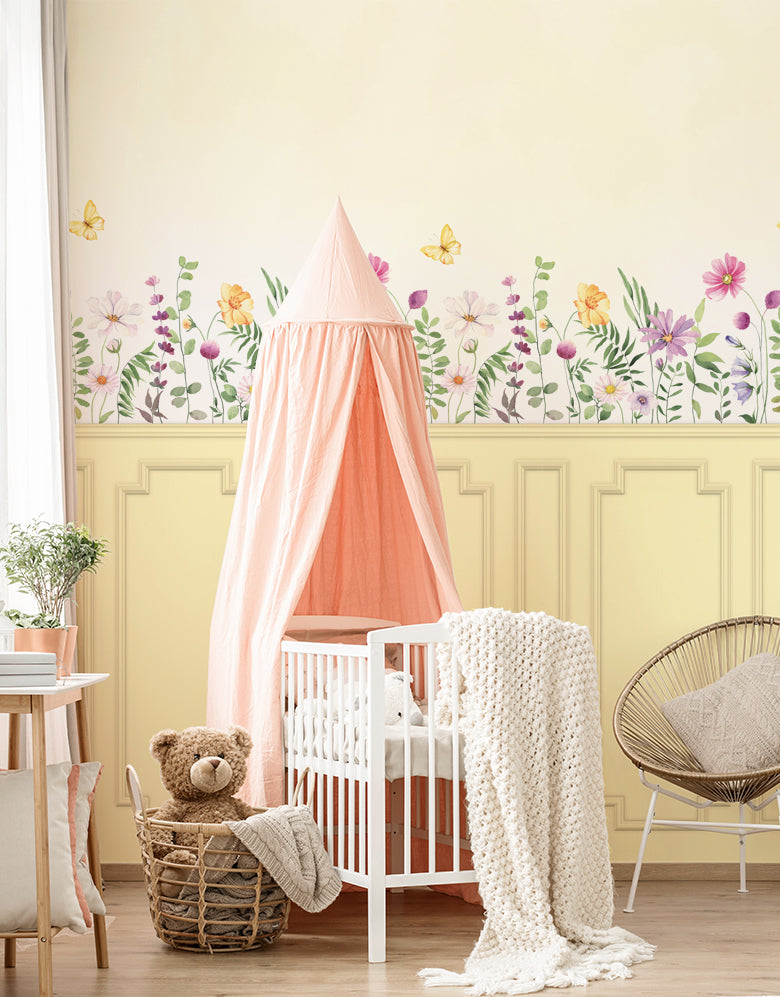 Painel de Parede Adesivo Boiserie Jardim Amarelo