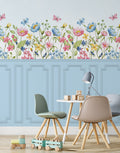 Painel de Parede Adesivo Boiserie Jardim Azul