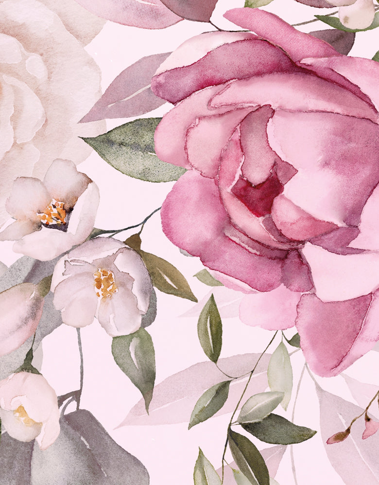 Painel de Parede Adesivo Boiserie Rosas Cascata